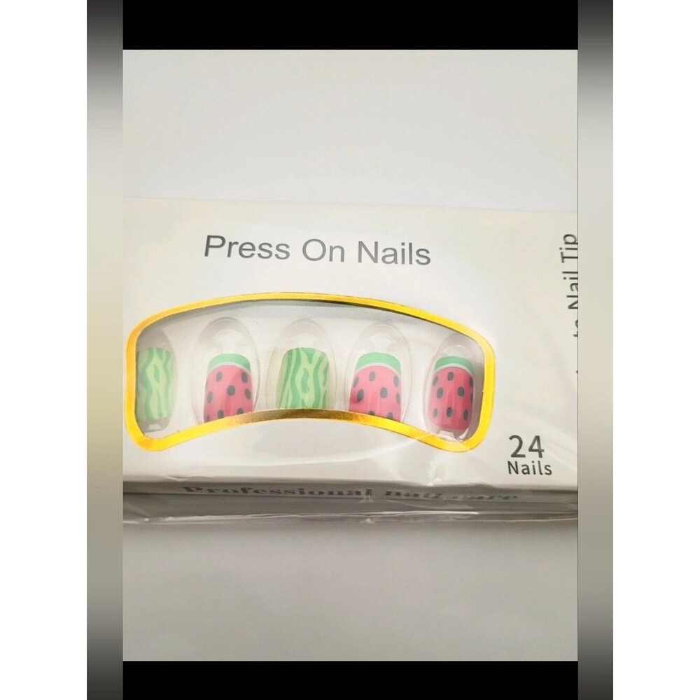 Press On Nails - Pink & Green Watermelon Design - Unbranded - Picture 2 of 3